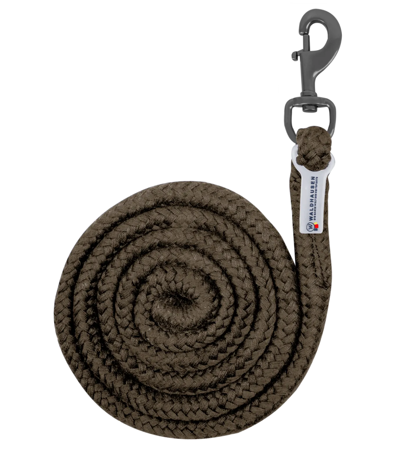 Anbindestrick Plus Karabiner, dunkle Beschläge